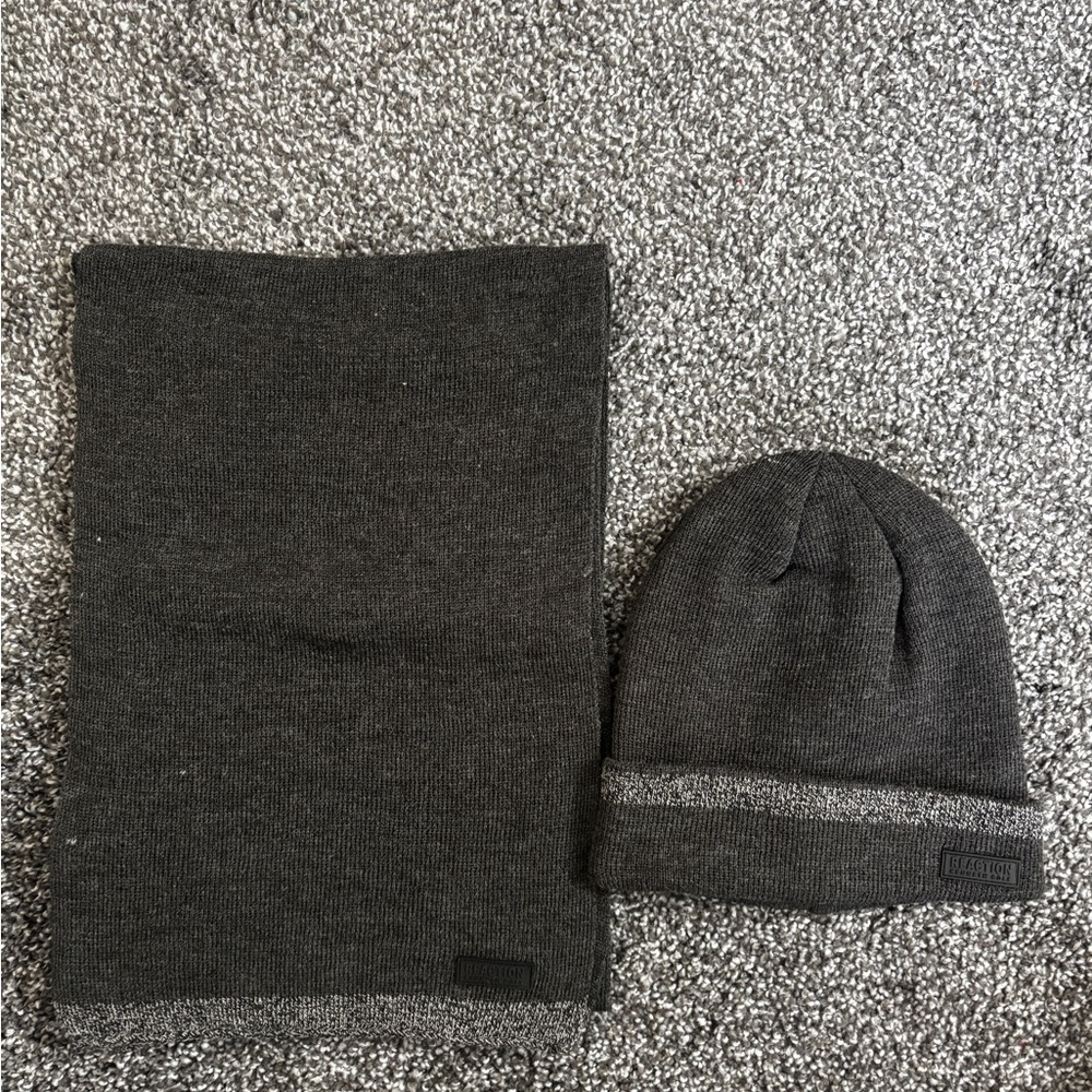 Kenneth Cole Men's Gray Beanie and Scarf Set